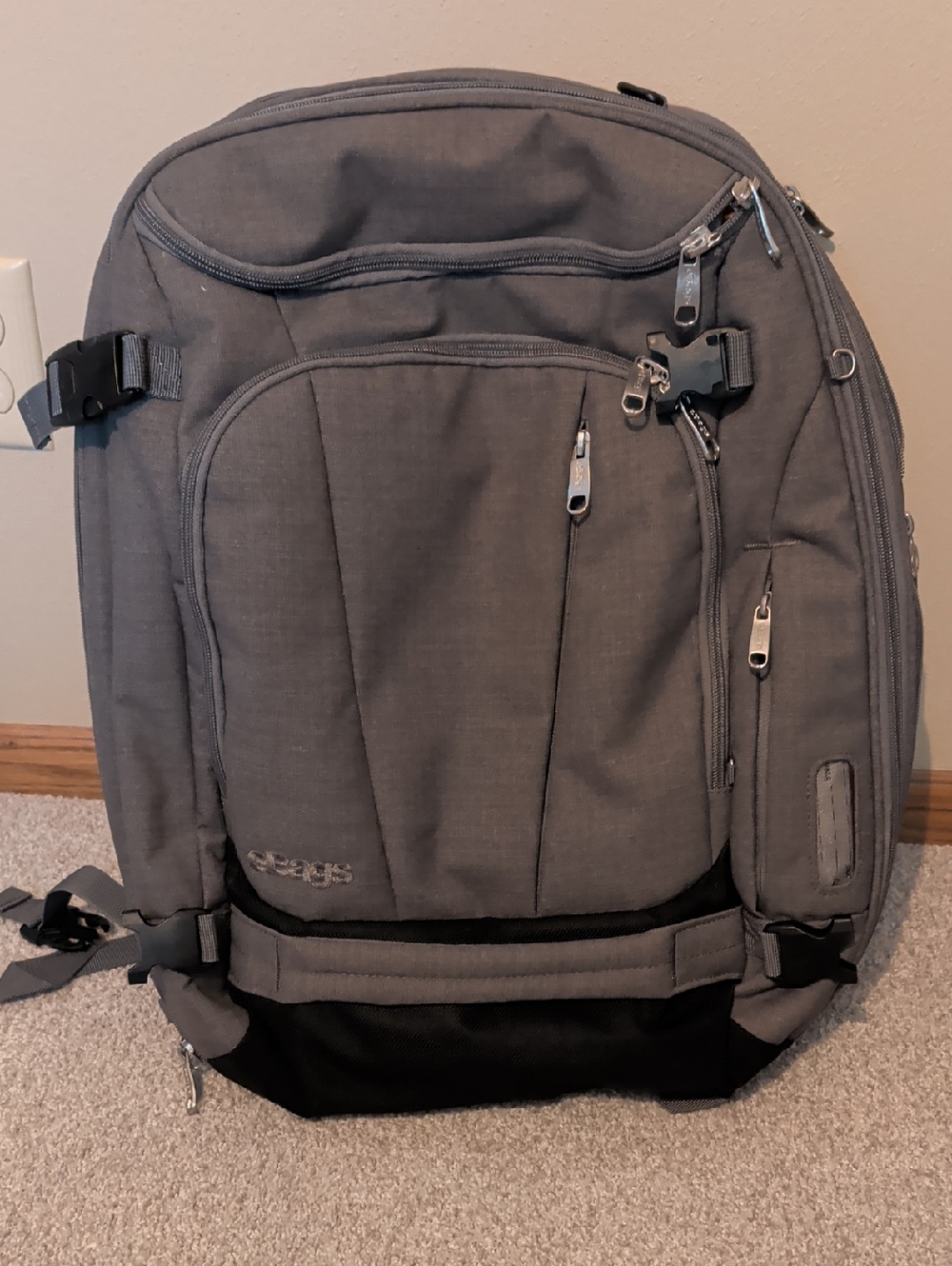 ebags Gray and Black Laptop Backpack/Duffle Bag